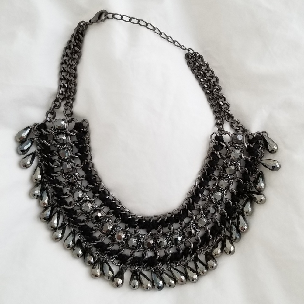 Gunmetal Beaded Statement Necklace